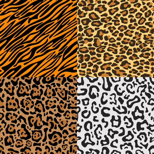 Set Seamless Patterns Skins Big Cats Vector Illustration Eps — Stock Vector