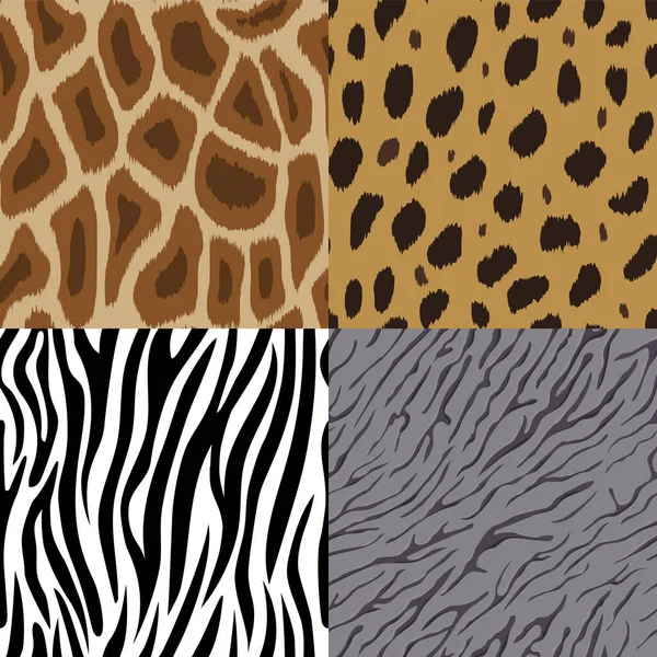 アフリカの動物の皮膚からのシームレスなパターンのセット ベクターイラスト Eps — ストックベクタ