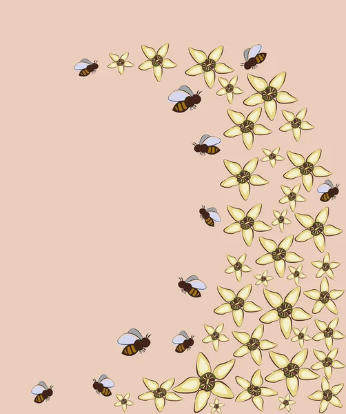 Pszczoły Kwiaty Różowym Tle Tło Tekstura — Zdjęcie stockowe