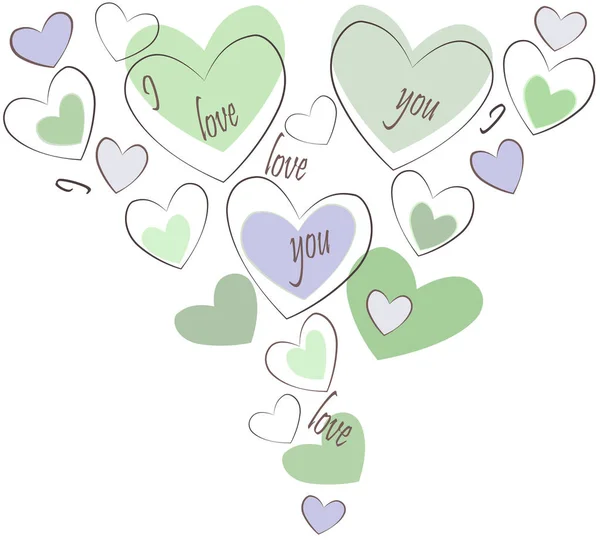 I love you. Writing and hearts. Vector illustration. Art — Stock Photo, Image