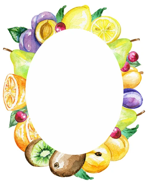 Watercolor oval fruit frame