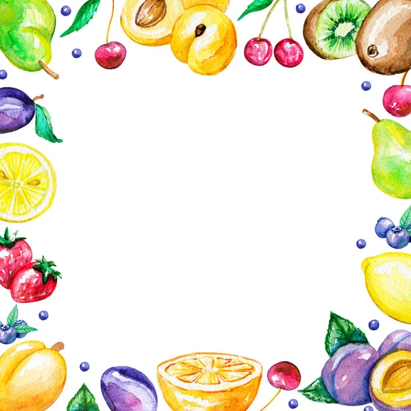 Watercolor square fruit frame