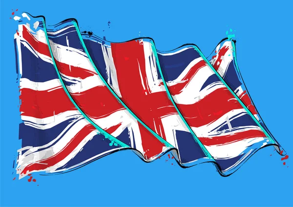 Grange Vectorial Ilustración Una Bandera Británica Ondeando Todos Los Elementos — Archivo Imágenes Vectoriales