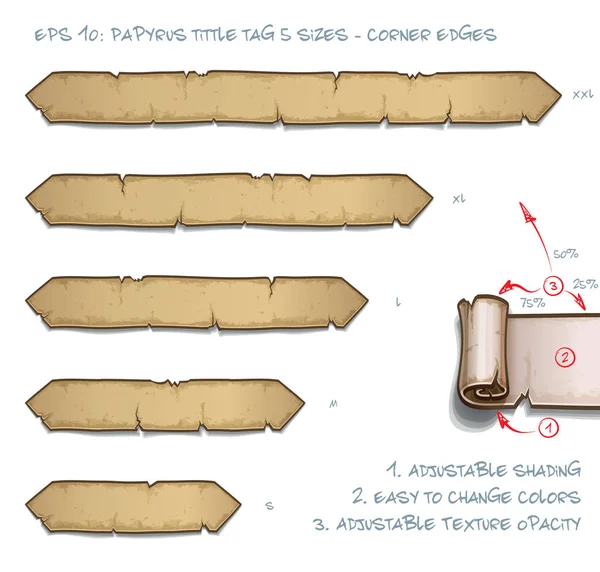 Bir Papirüs Tittle Kaydırma Etiketi Köşe Kenarları Ile Vektör Illustration — Stok Vektör