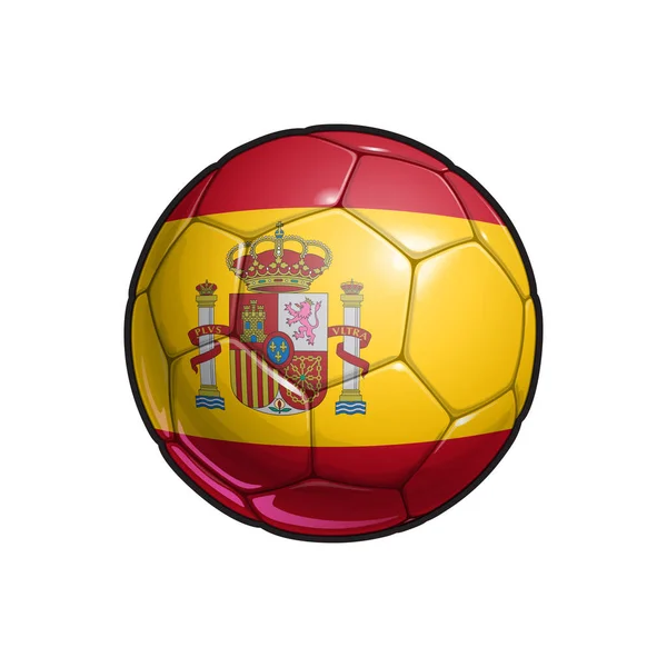 Ilustração Vetorial Uma Bola Futebol Com Cores Bandeira Espanhola Todos — Vetor de Stock