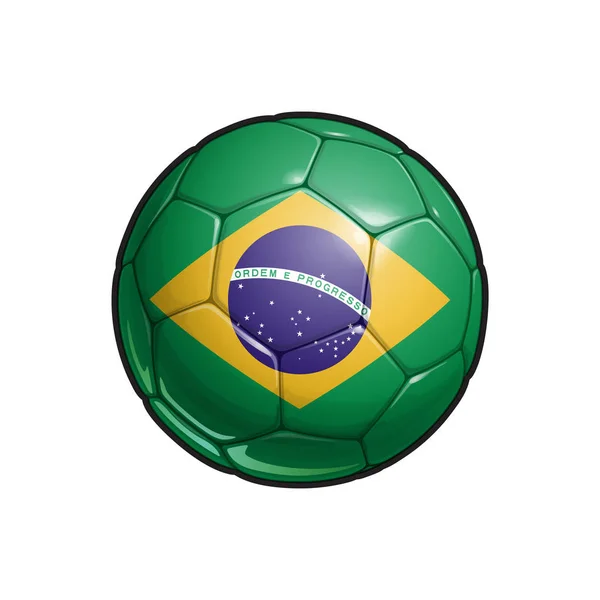 Vector Ilustración Una Pelota Fútbol Con Los Colores Bandera Brasileña — Vector de stock