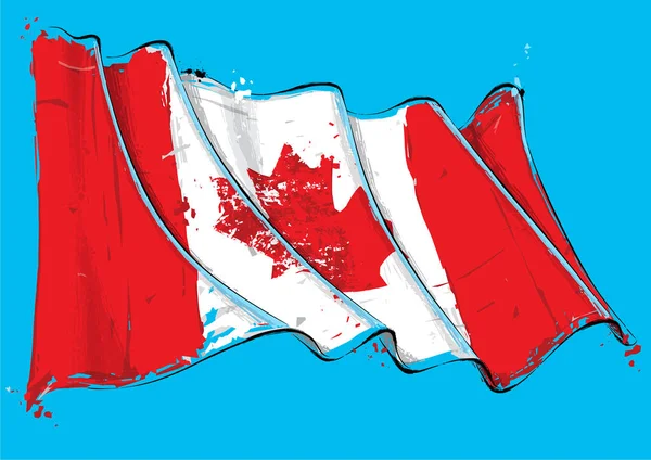 矢量田庄插图加拿大挥舞着国旗 所有元素整齐地在定义良好的层 — 图库矢量图片