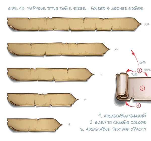 Bir Papirüs Tittle Kaydırma Etiketi Katlanmış Kemerli Kenarları Ile Vektör — Stok Vektör