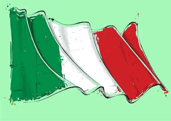 Vector Grange Illustration Italiensk Viftar Flagga Alla Element Prydligt Väldefinierade — Stock vektor