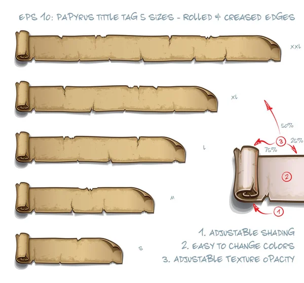 Illustration Vectorielle Une Étiquette Défilement Titre Papyrus Avec Bords Roulés — Image vectorielle