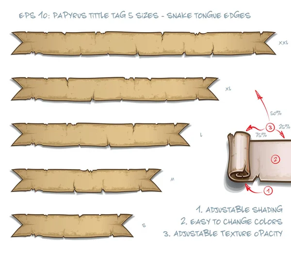 Bir Papirüs Tittle Kaydırma Etiketi Yılan Dilini Kenarları Ile Vektör — Stok Vektör