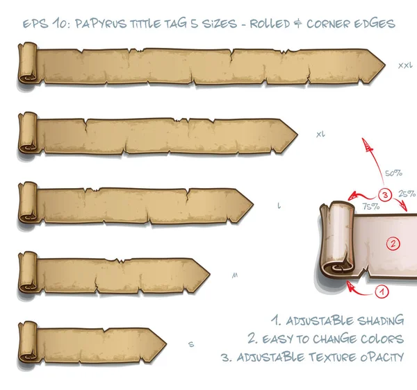 Ilustración Vectorial Una Etiqueta Desplazamiento Título Papiro Con Bordes Enrollados — Vector de stock