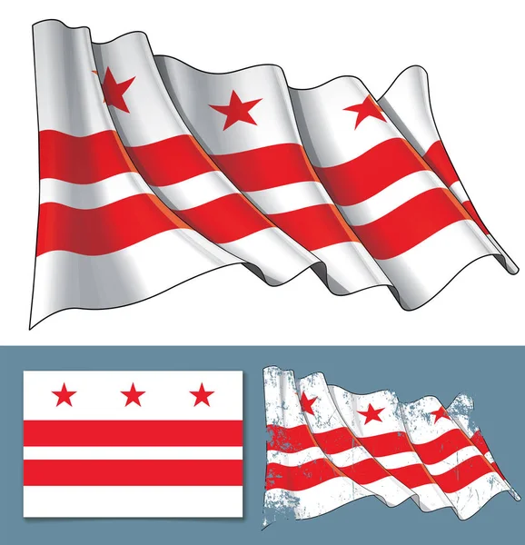 Ilustração Vetor Uma Bandeira Acenando Washington Uma Versão Texturizada Design —  Vetores de Stock