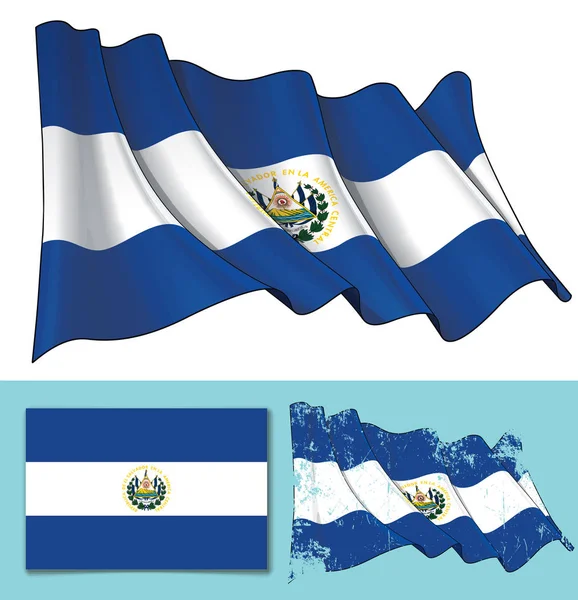 Illustration Vectorielle Waving Flag Salvador Une Version Texturisée Conception Drapeau — Image vectorielle