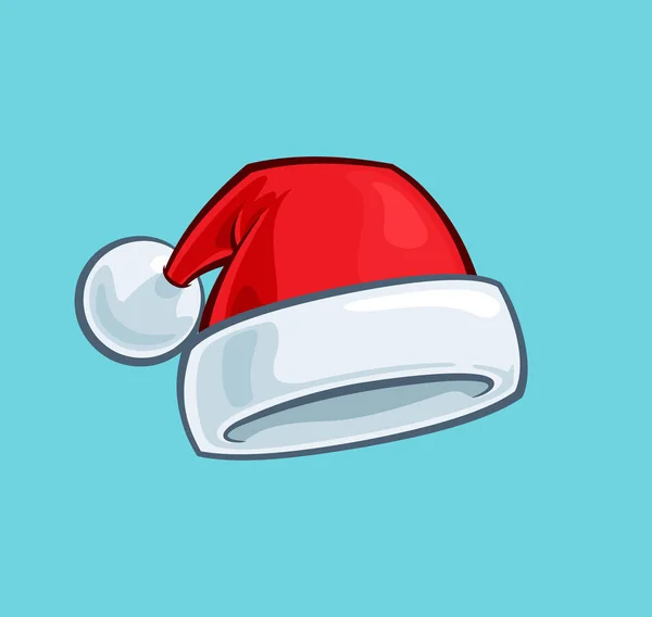 Cartoon Illustration Red Santa Hat Icono Vector Líneas Color Sombras — Vector de stock