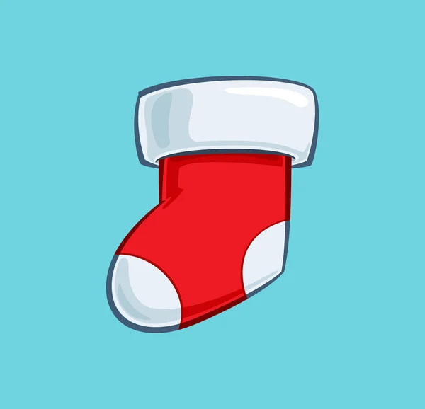 Cartoon Illustration Christmas Red Stocking Inglés Icono Vector Líneas Color — Vector de stock