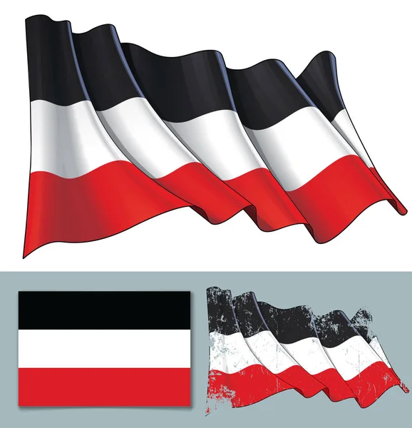 Векторная Иллюстрация Размахивая Флаг Германской Империи Текстурированные Версии Флаг Плоский — стоковый вектор