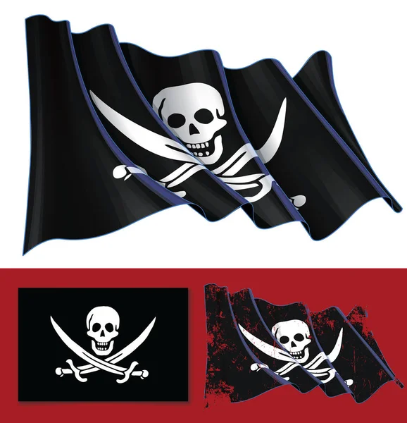 Vectorillustratie Van Een Zwaaien Jolly Roger Van Piraat Calico Jack — Stockvector