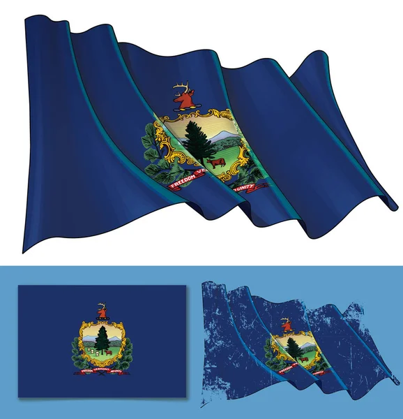 Εικονογράφηση Διάνυσμα Ένα Κυματοειδές Σημαίας Από Κράτος Του Βερμόντ Περιλαμβάνονται — Διανυσματικό Αρχείο