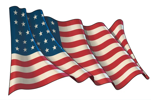 Vectorillustratie Van Een Wuivende Vlag Van Verenigde Staten Tijdens Amerikaanse — Stockvector