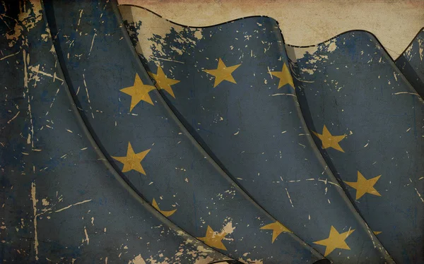 Alter Papierdruck - Fahne der Europäischen Union schwenkend — Stockfoto