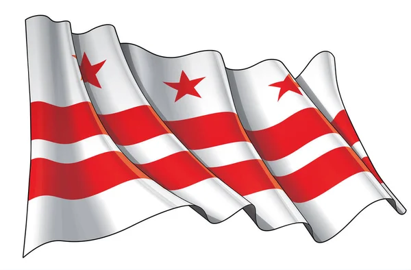 Waving Flag of Washington DC — Stock Vector