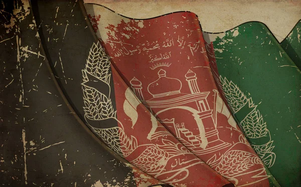 旧纸印刷-阿富汗挥舞国旗 — 图库照片