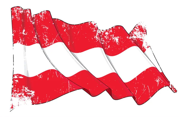 Textured Grunge Waving Flag of Austria — Stock Vector