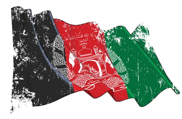 Textured Grunge Waving Flag of Afghanistan — Stock Vector