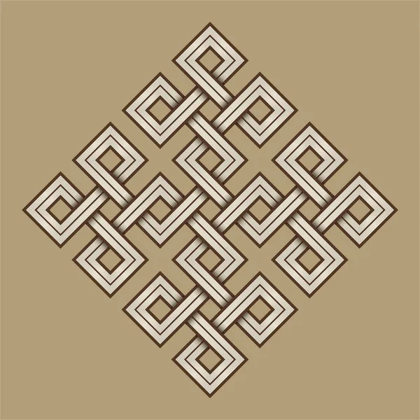 Wikinger dekorativer Knoten - graviert - ineinander verwobene Quadrate — Stockvektor