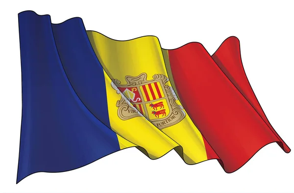 Bandeira ondulada de Andorra — Vetor de Stock
