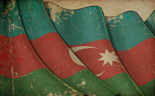 Régi papír Print-integetett zászlaja Azerbajdzsán — Stock Fotó