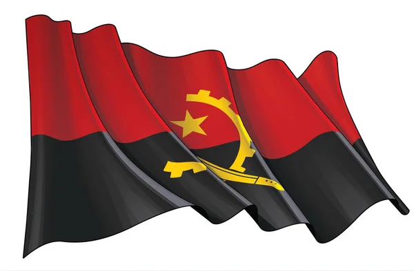 Flagge von Angola schwenken — Stockvektor