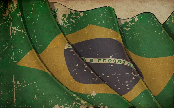 Stary papier Drukuj-Waving flaga Brazylii — Zdjęcie stockowe