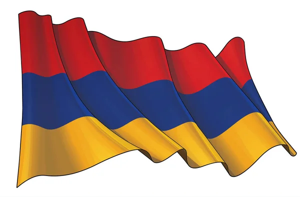 Ondeando bandera de armenia — Archivo Imágenes Vectoriales