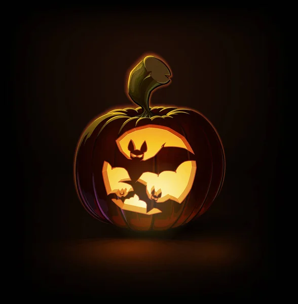 Chauves-souris effrayantes foncées Jack-o-Lantern — Image vectorielle