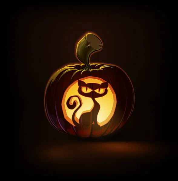 Jack-o-Lantern Dark Spooky katt — Stock vektor