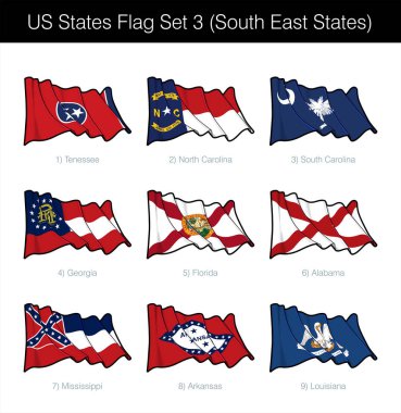 US States Flag Set - South East clipart