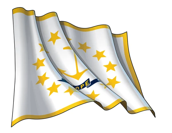 Ilustración Vectorial Una Bandera Ondeante Del Estado Rhode Island Todos — Archivo Imágenes Vectoriales
