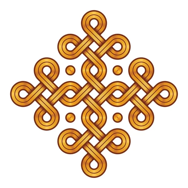 北欧北欧维京人结的矢量图解 具有交织的金色雕刻线条的神秘装饰符号 分门别类的层次结构中的线条 雕刻和整齐填色 — 图库矢量图片