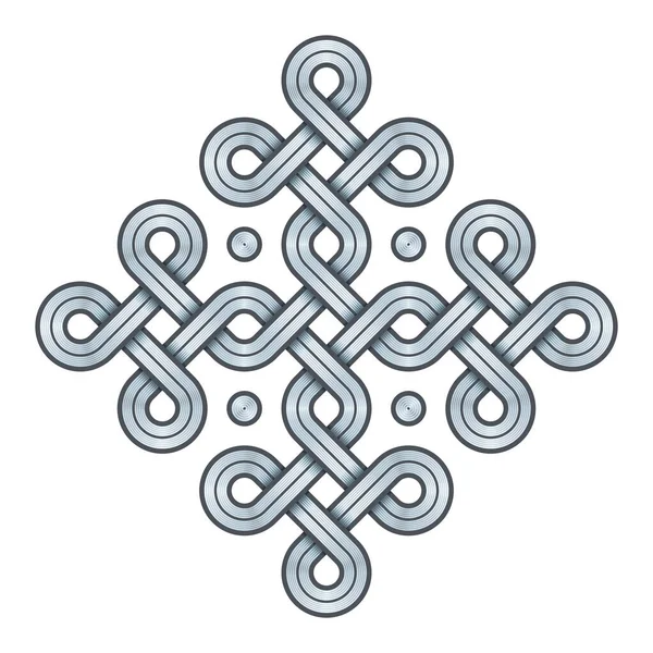 北欧北欧维京人结的矢量图解 具有交织银雕刻线条的神秘装饰符号 分门别类的层次结构中的线条 雕刻和整齐填色 — 图库矢量图片