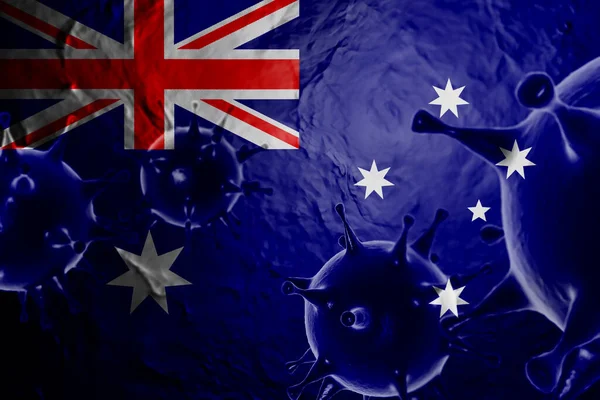 Illustration Virus Australia Flag Coronavirus Pływający Koronawirus Grypy Mikro Widok — Zdjęcie stockowe