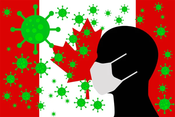 CABEZA CON TAPABOCA VIRUS Y BANDERA CANADA 01