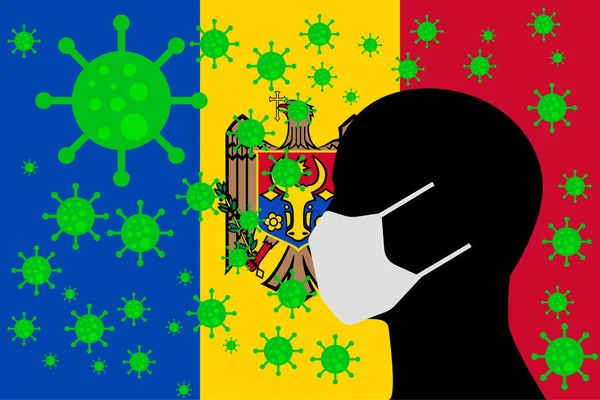 CABEZA CON TAPABOCA VIRUS Y BANDERA MOLDOVA 01
