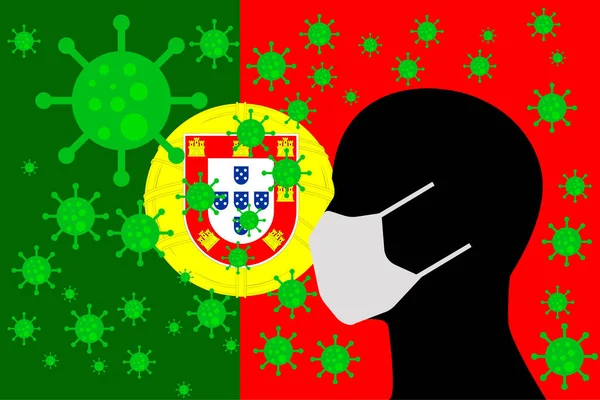 Cabeza Con Tapaboca Virus Bandera Πορτογαλια — Διανυσματικό Αρχείο
