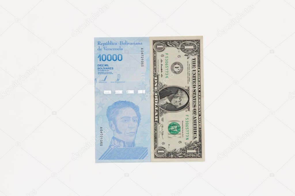 Venezuelan currency bill equivalent approximately to the value of one dollar.