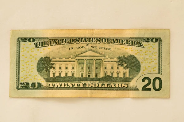 Twenty Dollar Bill White Background — Stock Photo, Image