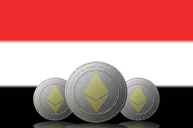 3D BÖLÜM 3 ETHEREUM şifrelemesi ve arka planda Yemen bayrağı.