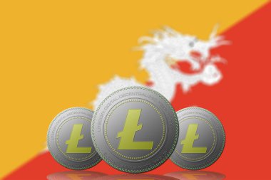 Bhutan bayrağıyla 3 LITECOIN şifreleme.
