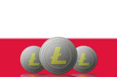 3 Boyutlu İSTİYON 3 LITECOIN Kripto Para Birimi.